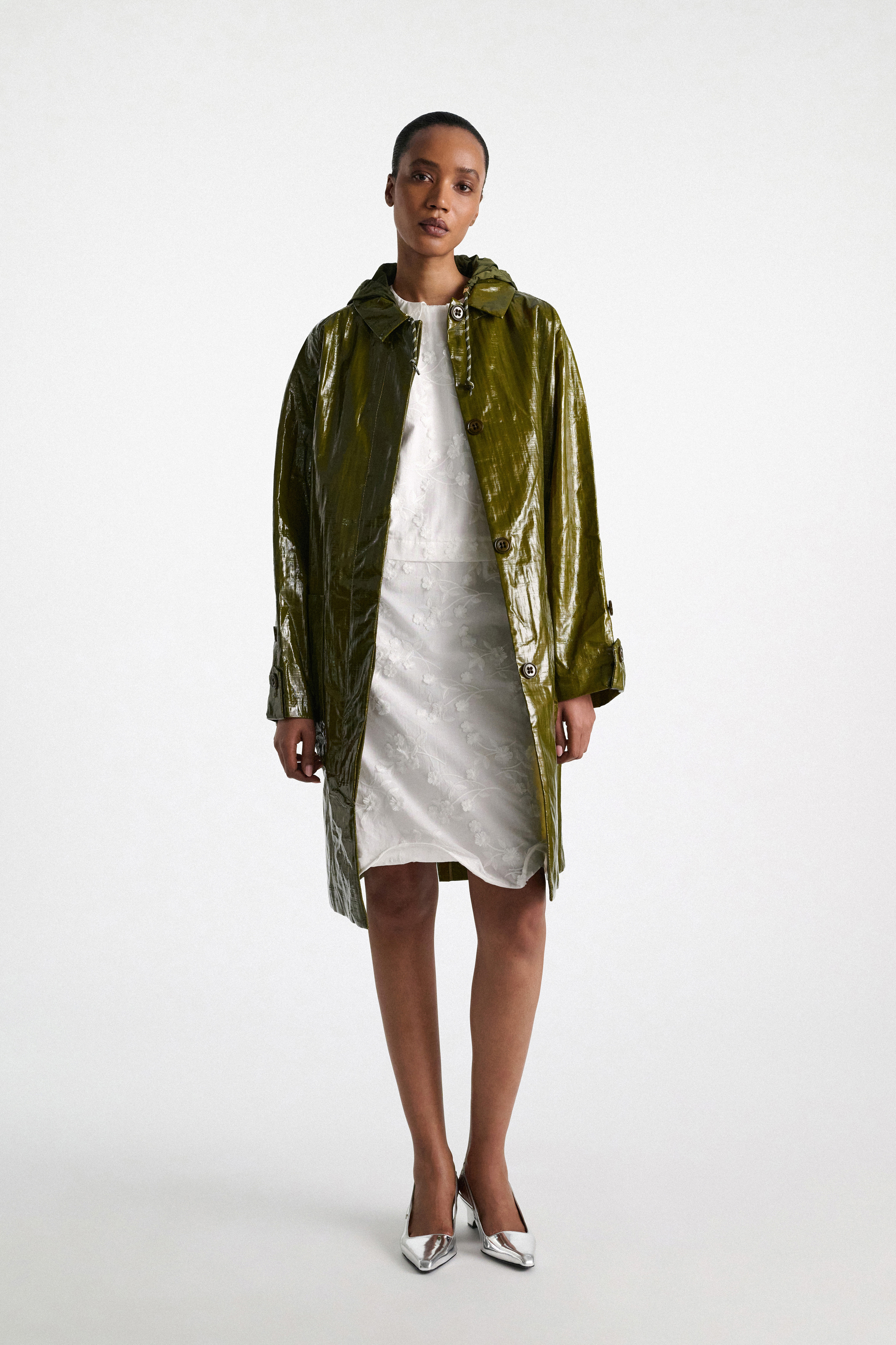 Dorothee Schumacher Shift dress in cotton-fil-coupé camellia white
